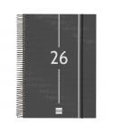 Finocam Year Agenda de Espiral en Catalan - Tapa Ligera - Formato E40 - 230x29x297mm - 1 Dia por Pagina - Color Negro