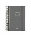 Finocam Basics Agenda - Anual 2026 - con Espiral - Personalizable - Formato E10 - 175x29x212mm - 1 Dia por Pagina - Color Gris