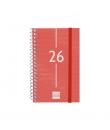 Finocam Year Agenda de Espiral - Anual 2026 - Tapa Ligera - Formato E3 - 85x14x127mm - Semana Vista Horizontal - Color Rojo