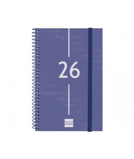Finocam Year Agenda de Espiral - Anual 2026 - Tapa Ligera - Formato E5 - 125x14x181mm - Semana Vista Horizontal - Color Azul
