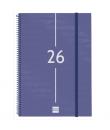 Finocam Year Agenda de Espiral - Anual 2026 - Tapa Ligera - Formato E40 - 217x14x297mm - Semana Vista Horizontal - Color Azul