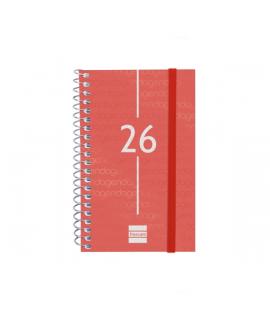 Finocam Year Agenda de Espiral en Catalan - Tapa Ligera - Formato E3 - 217x14x297mm - Semana Vista Horizontal - Color Rojo