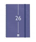 Finocam Year Agenda de Espiral - Anual 2026 - Tapa Ligera - Formato E40 - 217x14x297mm - Semana Vista en Vertical - Color Azul