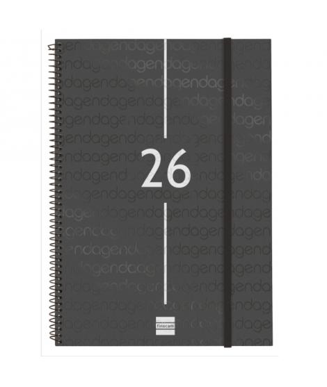 Finocam Year Agenda de Espiral - Anual 2026 - Tapa Ligera - Formato E40 - 217x14x297mm - Semana Vista en Vertical - Color Negro