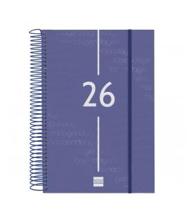 Finocam Year Agenda de Espiral - Anual 2026 - Tapa Ligera - Formato E11 - 175x29x242mm - 1 Dia por Pagina - Color Azul