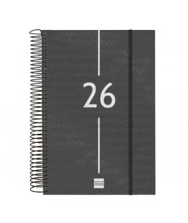 Finocam Year Agenda de Espiral en Catalan - Tapa Ligera - Formato E11 - 1 Dia por Pagina - Color Negro