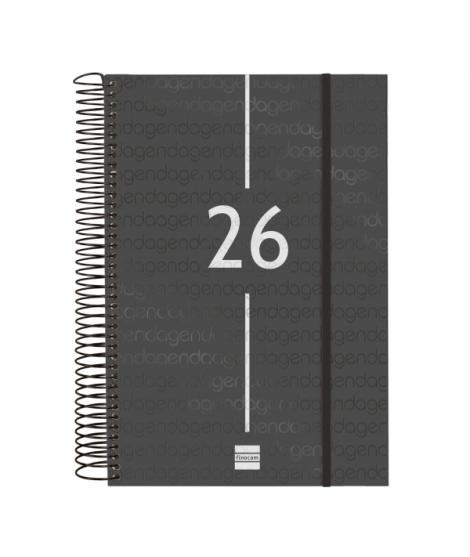 Finocam Year Agenda de Espiral en Catalan - Tapa Ligera - Formato E11 - 1 Dia por Pagina - Color Negro