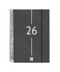Finocam Year Agenda de Espiral en Catalan - Tapa Ligera - Formato E11 - 1 Dia por Pagina - Color Negro