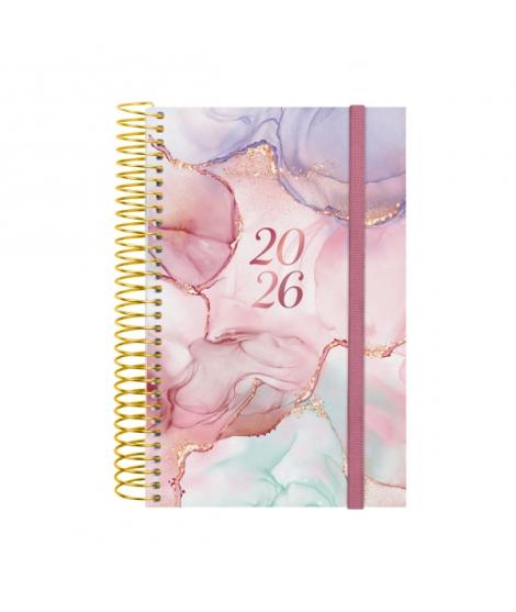 Finocam Design Collection Agenda de Espiral - Anual 2026 - Tapa Ligera - Formato E5 - 132x25x181mm - 1 Dia por Pagina - Color Va