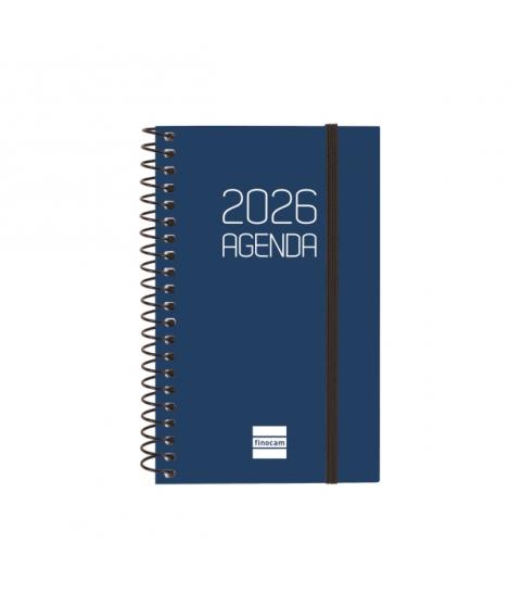 Finocam Opaque Agenda de Espiral - Anual 2026 - Tapa Ligera - Cierre con Goma Elastica - Formato E3 - 85x14x127mm - Semana Vista
