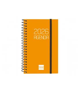 Finocam Opaque Agenda de Espiral - Anual 2026 - Tapa Ligera - Cierre con Goma Elastica - Formato E3 - 85x14x127mm - Semana Vista