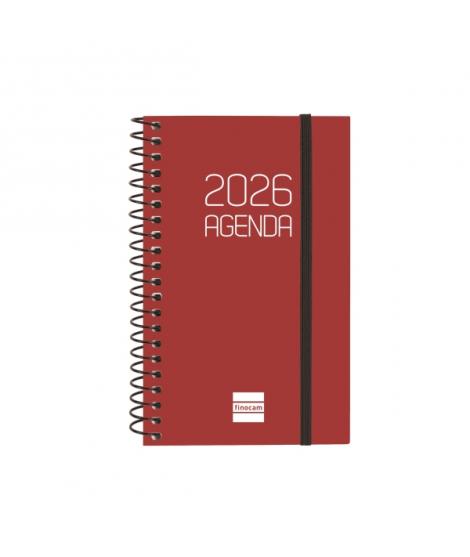 Finocam Opaque Agenda de Espiral - Anual 2026 - Tapa Ligera - Cierre con Goma Elastica - Formato E3 - 85x14x127mm - Semana Vista
