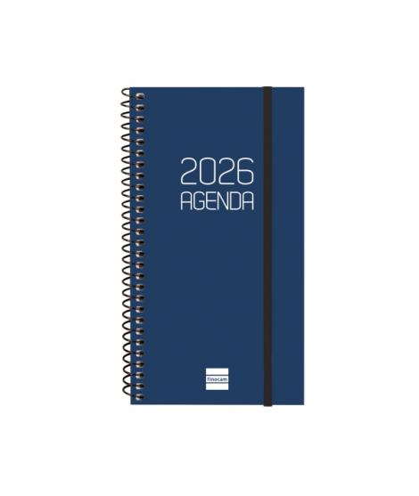 Finocam Opaque Agenda de Espiral - Anual 2026 - Tapa Ligera - Cierre con Goma Elastica - Formato E9 - 100x14x171mm - Semana Vist