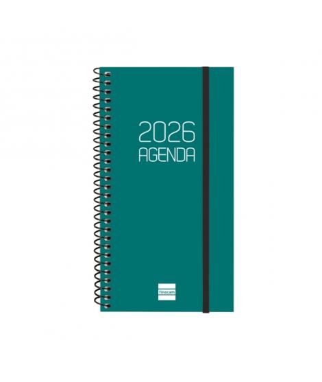 Finocam Opaque Agenda de Espiral - Anual 2026 - Tapa Ligera - Cierre con Goma Elastica - Formato E9 - 100x14x171mm - Semana Vist