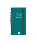 Finocam Opaque Agenda de Espiral - Anual 2026 - Tapa Ligera - Cierre con Goma Elastica - Formato E9 - 100x14x171mm - Semana Vist