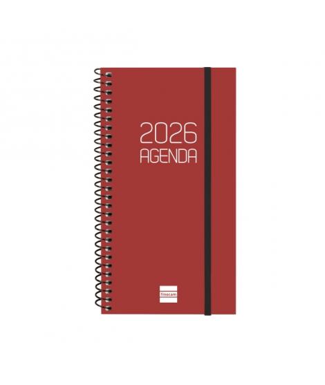 Finocam Opaque Agenda de Espiral - Anual 2026 - Tapa Ligera - Cierre con Goma Elastica - Formato E9 - 100x14x171mm - Semana Vist