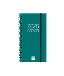 Finocam Opaque Agenda de Espiral en Catalan - Anual 2026 - Tapa Ligera - Cierre con Goma Elastica - Formato E9 - 100x14x171mm - 