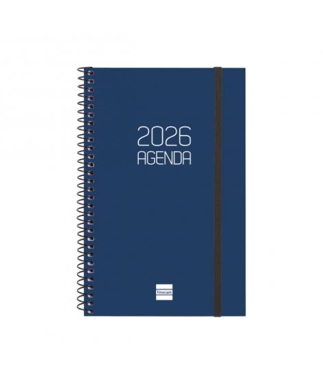 Finocam Opaque Agenda de Espiral - Anual 2026 - Tapa Ligera - Cierre con Goma Elastica - Formato E5 - 125x14x181mm - Semana Vist