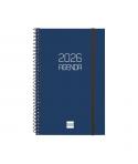 Finocam Opaque Agenda de Espiral - Anual 2026 - Tapa Ligera - Cierre con Goma Elastica - Formato E5 - 125x14x181mm - Semana Vist