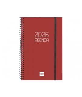 Finocam Opaque Agenda de Espiral - Anual 2026 - Tapa Ligera - Cierre con Goma Elastica - Formato E5 - 125x14x181mm - Semana Vist