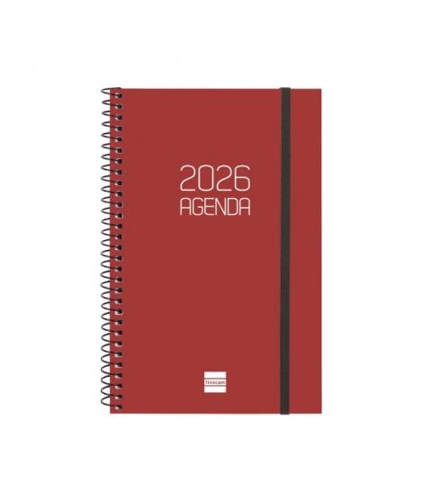 Finocam Opaque Agenda de Espiral - Anual 2026 - Tapa Ligera - Cierre con Goma Elastica - Formato E5 - 125x14x181mm - Semana Vist