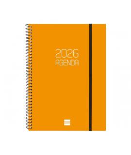 Finocam Opaque Agenda de Espiral - Anual 2026 - Tapa Ligera - Cierre con Goma Elastica - Formato E10 - 162x14x212mm - Semana Vis