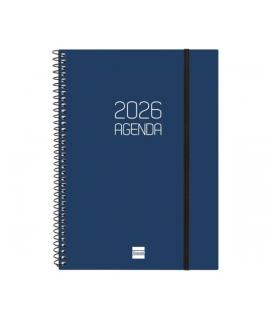 Finocam Opaque Agenda de Espiral - Anual 2026 - Tapa Ligera - Cierre con Goma Elastica - Formato E10 - 162x14x212mm - Semana Vis