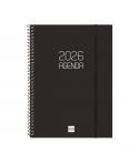 Finocam Opaque Agenda de Espiral - Anual 2026 - Tapa Ligera - Cierre con Goma Elastica - Formato E10 - 162x14x212mm - Semana Vis