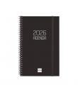 Finocam Opaque Agenda de Espiral en Catalan - Anual 2026 - Tapa Ligera - Cierre con Goma Elastica - Formato E5 - 217x14x297mm - 