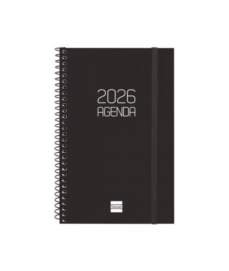 Finocam Opaque Agenda de Espiral en Catalan - Anual 2026 - Tapa Ligera - Cierre con Goma Elastica - Formato E5 - 217x14x297mm - 