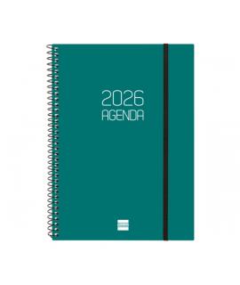 Finocam Opaque Agenda de Espiral en Catalan - Anual 2026 - Tapa Ligera - Cierre con Goma Elastica - Formato E10 - 217x14x297mm -