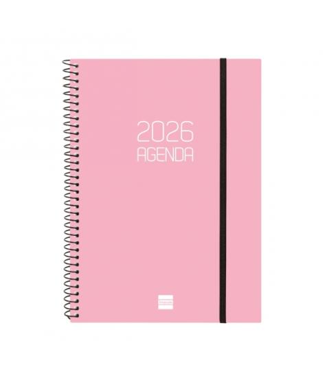 Finocam Opaque Agenda de Espiral en Catalan - Anual 2026 - Tapa Ligera - Cierre con Goma Elastica - Formato E10 - 217x14x297mm -