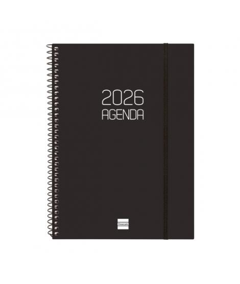 Finocam Opaque Agenda de Espiral en Catalan - Anual 2026 - Tapa Ligera - Cierre con Goma Elastica - Formato E10 - 217x14x297mm -