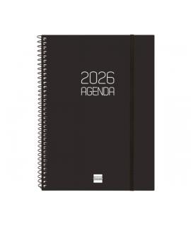 Finocam Opaque Agenda de Espiral en Catalan - Anual 2026 - Tapa Ligera - Cierre con Goma Elastica - Formato E10 - 217x14x297mm -