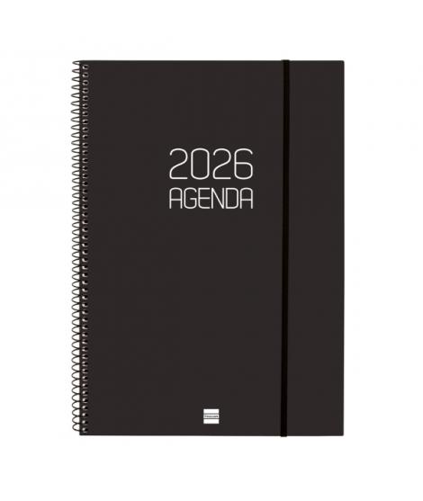Finocam Opaque Agenda de Espiral en Catalan - Anual 2026 - Tapa Ligera - Cierre con Goma Elastica - Formato E40 - 217x14x297mm -