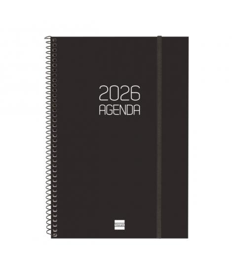 Finocam Opaque Agenda de Espiral en Catalan - Anual 2026 - Tapa Ligera - Cierre con Goma Elastica - Formato E11 - 172x14x242mm -