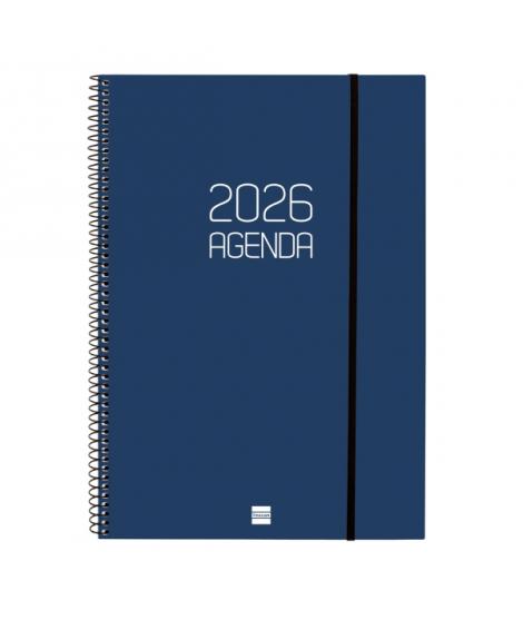 Finocam Opaque Agenda de Espiral en Catalan - Anual 2026 - Tapa Ligera - Cierre con Goma Elastica - Formato E40 - 217x14x297mm -