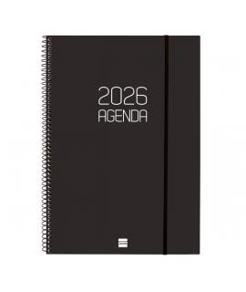 Finocam Opaque Agenda de Espiral en Catalan - Anual 2026 - Tapa Ligera - Cierre con Goma Elastica - Formato E40 - 217x14x297mm -