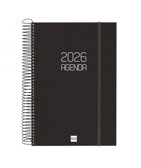Finocam Opaque Agenda de Espiral en Catalan - Anual 2026 - Tapa Ligera - Cierre con Goma Elastica - Formato E11 - 175x29x242mm -