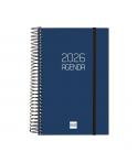 Finocam Opaque Agenda de Espiral - Anual 2026 - Tapa Ligera - Cierre con Goma Elastica - Formato E5 - 1 Dia por Pagina - Color A