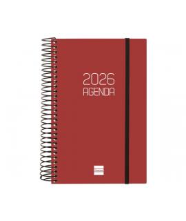 Finocam Opaque Agenda de Espiral - Anual 2026 - Tapa Ligera - Cierre con Goma Elastica - Formato E5 - 135x24x181mm - 1 Dia por P