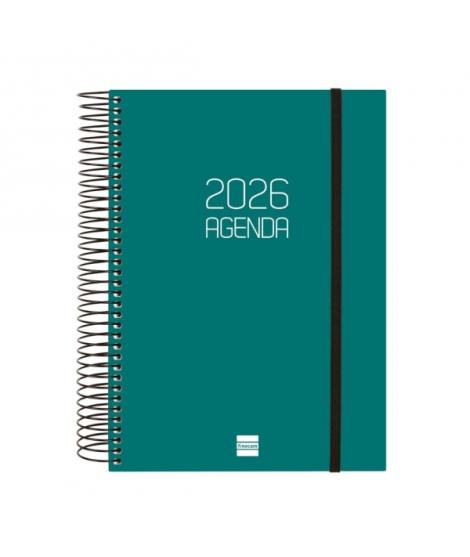 Finocam Opaque Agenda de Espiral - Anual 2026 - Tapa Ligera - Cierre con Goma Elastica - Formato E10 - 175x29x212mm - 1 Dia por 
