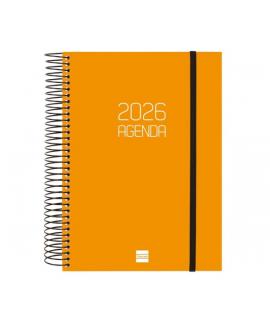 Finocam Opaque Agenda de Espiral - Anual 2026 - Tapa Ligera - Cierre con Goma Elastica - Formato E10 - 175x29x212mm - 1 Dia por 