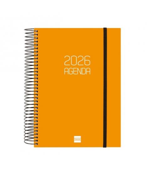 Finocam Opaque Agenda de Espiral - Anual 2026 - Tapa Ligera - Cierre con Goma Elastica - Formato E10 - 175x29x212mm - 1 Dia por 