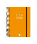 Finocam Opaque Agenda de Espiral - Anual 2026 - Tapa Ligera - Cierre con Goma Elastica - Formato E10 - 175x29x212mm - 1 Dia por 