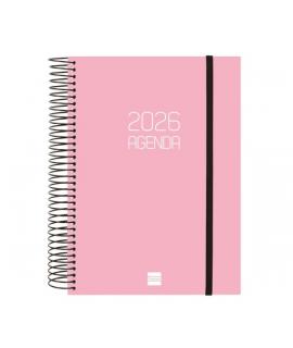 Finocam Opaque Agenda de Espiral - Anual 2026 - Tapa Ligera - Cierre con Goma Elastica - Formato E10 - 175x29x212mm - 1 Dia por 