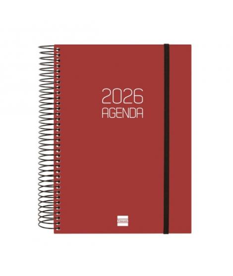 Finocam Opaque Agenda de Espiral - Anual 2026 - Tapa Ligera - Cierre con Goma Elastica - Formato E10 - 175x29x212mm - 1 Dia por 