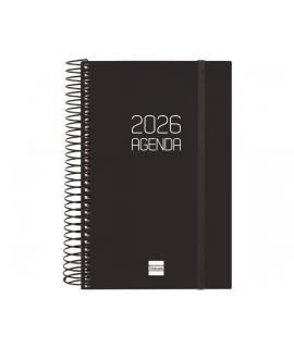 Finocam Opaque Agenda de Espiral en Catalan - Anual 2026 - Tapa Ligera - Cierre con Goma Elastica - Formato E5 - 135x24x181mm - 
