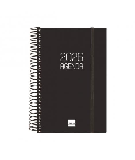Finocam Opaque Agenda de Espiral en Catalan - Anual 2026 - Tapa Ligera - Cierre con Goma Elastica - Formato E5 - 135x24x181mm - 