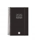 Finocam Opaque Agenda de Espiral en Catalan - Anual 2026 - Tapa Ligera - Cierre con Goma Elastica - Formato E5 - 135x24x181mm - 